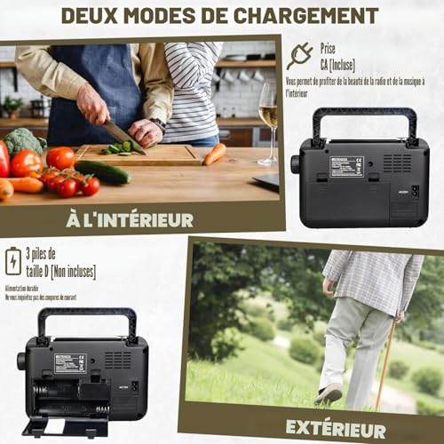Retekess TR604 Radio Portable, Poste Radio(Noir) – vue 5