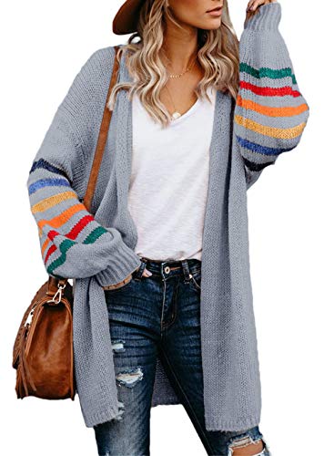 HUUSA Women's Long Lightweight Casual Cardigans Sweaters Open Front Oversized Long Sleeves Fall Fashion Winter Knitted Flowy Cardigans Coat S Grey