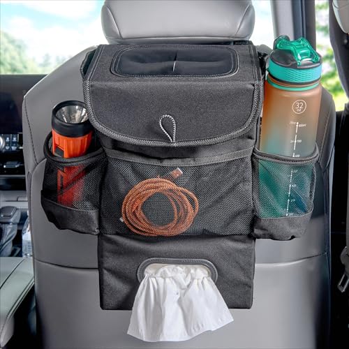 High-Road-Car-Seatback-Organizer-Hanging-Car-Trash-Can-with-Tissue-Holder High Road Car Seatback Organizer - Hanging Car Trash Can with Tissue Holder - Image 1