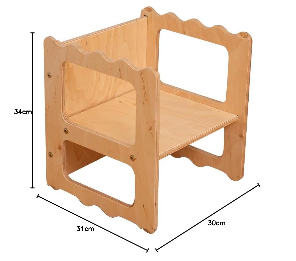 LATRANS Tabouret réversible pour enfants - Chaise avec 3 hauteurs d'assise - Tabouret multifonction en bois pour bébé (1)