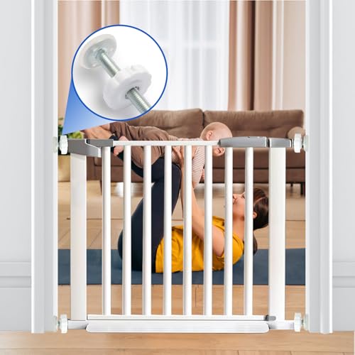 4 STK Druckschrauben Klemmschraube Schraube M10 x 90mm Gitter Gewindespindelstangen Schrauben Kit für Treppengitter Kindergitter Haustier Treppengitter Baby Gate(Weiß)