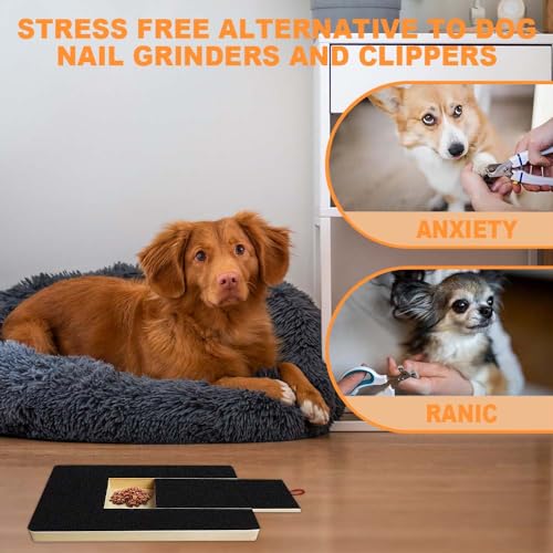 Duscdesp Krallenschleifer für Hunde mit Snack Box, Kratzbrett Hund mit 2 Ersatzblättern Schleifpapier, Hunde Nagelfeile für Nagelpflege Haustieren, Alternative Krallenschere Krallenschneider