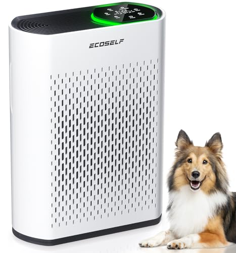 powerful air purifiers for home large room up to 2400 ft ecoself hepa air purifier with pm 25 air quality display 20db sleep mode air purifiers for bedroom office living room hap602 white