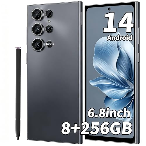 Image of C24 Ultra Unlocked Phone, 8GB+256GB Large Storage Smart Phone, | Android 14 Cell Phone, 6800 mAh Battery, 6.8-inch /5G Dual SIM [Works with T-Mobile, AT&T] Black