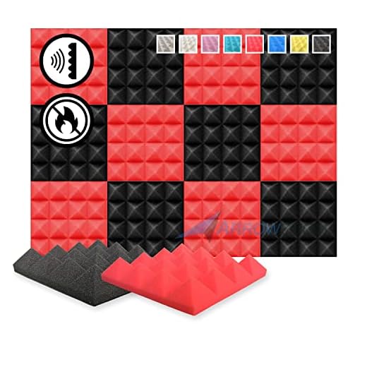 Arrowzoom New 12 Pack of Red & Black (9.8 in X 9.8 in X 1.9 in) Soundproofing Insulation Pyramid Acoustic Wall Foam Padding Studio Foam Tiles AZ1034 (RED&Black)