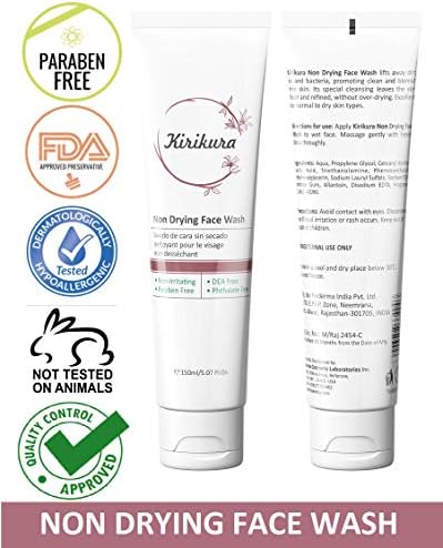 KIRIKURA Non Drying face Wash, Daily face cleanser, Unisex, Non comedogenic, Non-Sensitizing, Non Irritating, Soap free, Lipid Free for all skin types.
