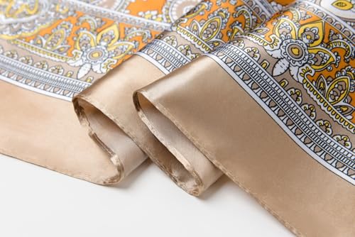 Image of 35 inch Men's Silk Cowboy Scarf - Oversized Western Bandana Neckwear, Large Square Scarf with Gift Packaging