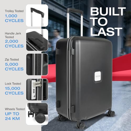 Image of American Tourister Zenrix | Check-in Trolley Bag (77 cm) | 360 8 Wheel Travel Luggage | Hard Case Polycarbonate Suitcase | Recessed TSA Lock | Black & White