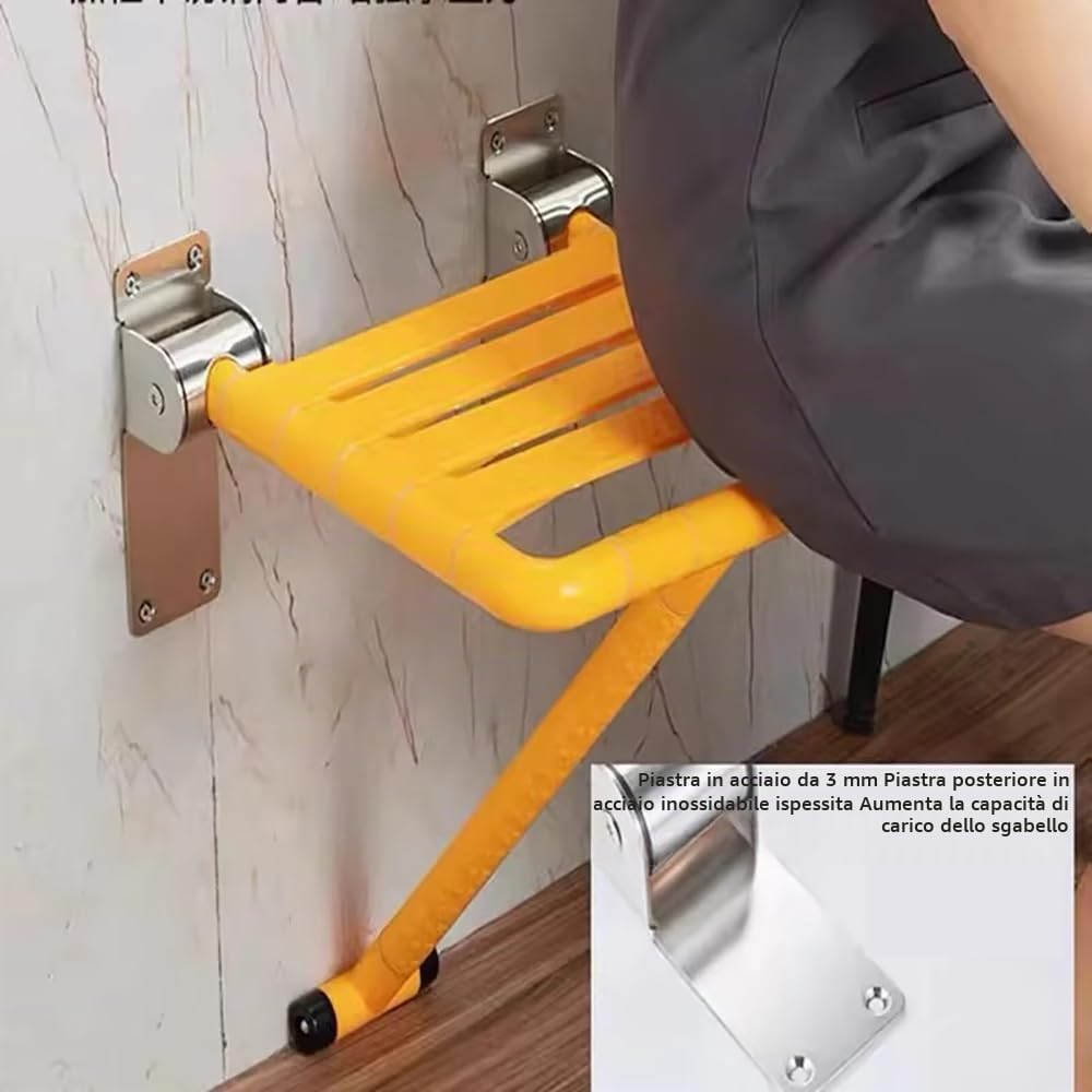 Sedile per Doccia a Parete, Sedia Da Doccia Pieghevole Antiscivolo,Sedile Per Doccia Da Parete Pieghevole,Scheletro In Acciaio Inossidabile,Piastra Sedile In ABS,Fino A 300 Kg Per Anziani E Disabili