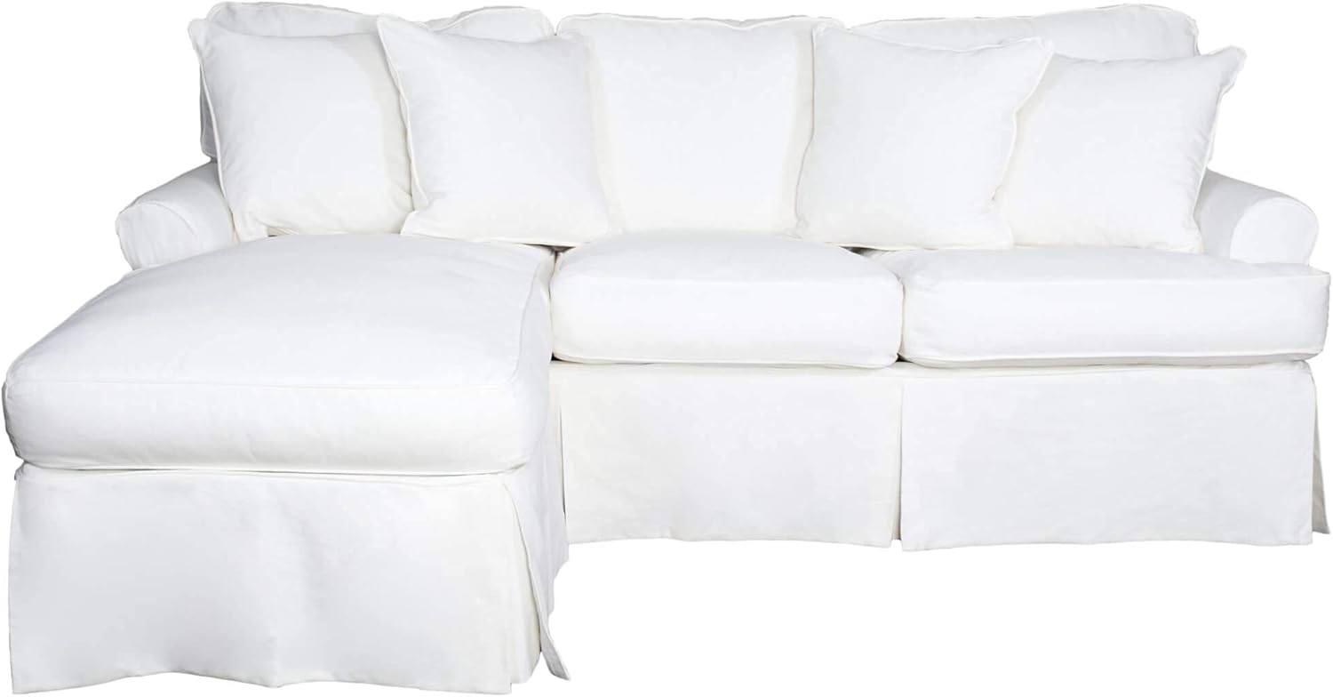 Sunset Trading Horizon Sleeper Sofa & Chaise-Slip Cover Set Only-Warm White Sofa Slipcover, Small,
