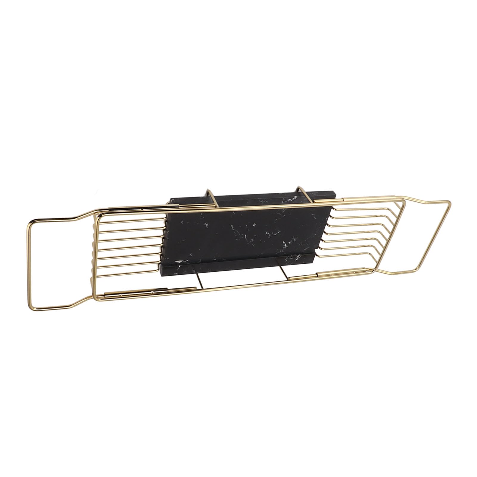 Semme Bandeja de Baño Bandeja de Bañera Dorada Expandible Estante para Bañera de Mármol y Metal con Diseño Antideslizante Expandible Multifuncional Que Ahorra Espacio Elegante Acabado Dorado y (Oro