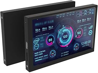 Domani Computer Temp Monitor Screen, 5 IPS USB Mini Screen PC CPU RAM HDD Data Monitor PC Sensor Panel Display, English Version Secondary Screen Chassis Dynamic Display Type-C Sub