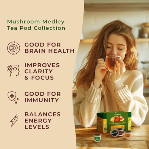 Image of Gya Tea Co Mushroom Medly Tea Pod Collection Gift Set (16 Count) - Different Flavors Assorted Variety Pack