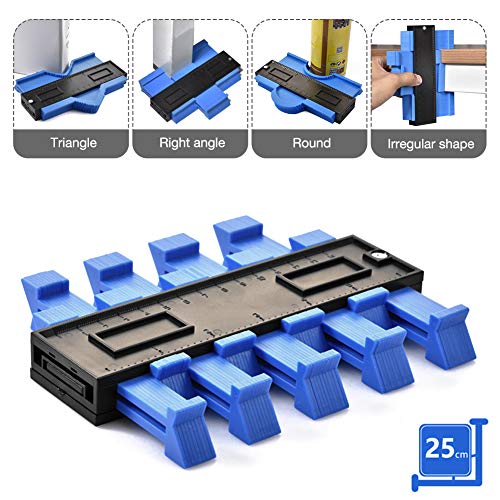 Medidor de Contornos, Careslong 10"/250MM Herramienta de Medición de Perfil Irregular, Medidor Contornos para la medición precisa de baldosas en madera laminada Marcado (verde)