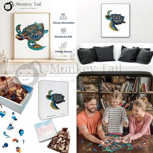 Image of MONKEYTAIL Whimsy Wooden Jigsaw Puzzle for Adults & Kids - Laser-Cut Pieces, 3D Puzzle Box as Birthday Gift for Boys & Girls - Brain Teaser, Home Decor & Family Game (TRTE, Size: Medium)