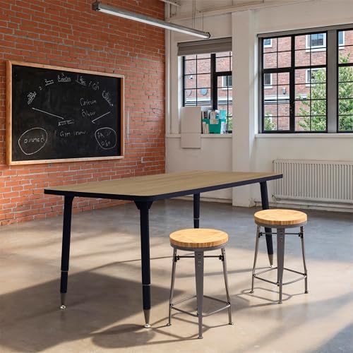 Image of Adapte Commercial Classroom Activity Table - 30 inch x 60 inch Rectangle, ADA Compliant Tapered Legs with Glides & Casters, Adjustable Height 22-34 inch Wheelchair Accessible, School & Office Furniture