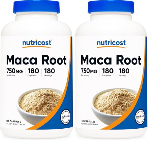 Image of Nutricost Maca Root Capsules (Lepidium meyenii) 750mg, 180 Capsules, 180 Servings (Pack of 2)