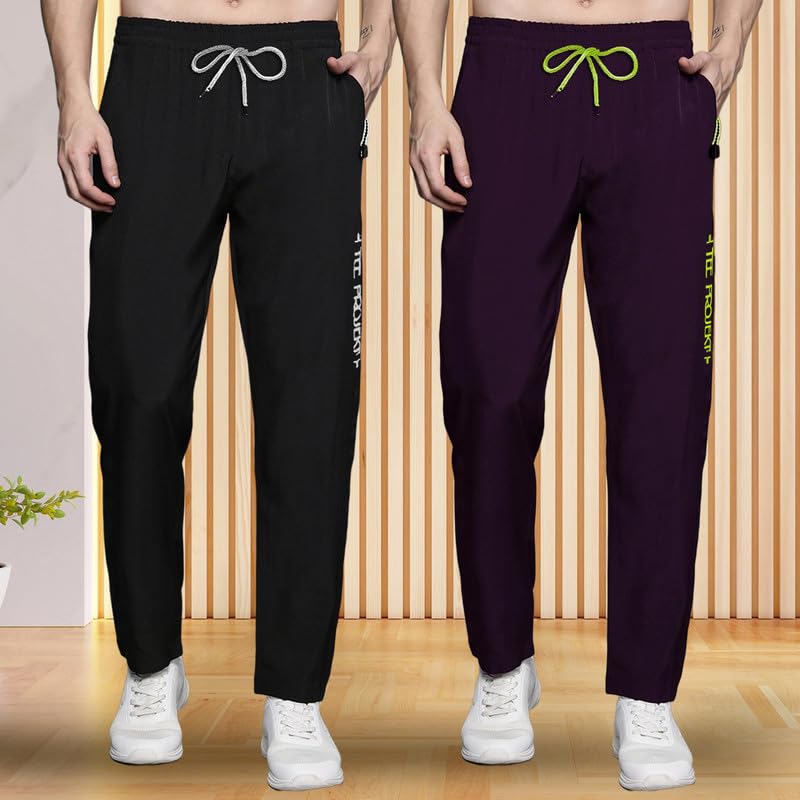 Image of Pinkmint Track Pant for Men ll Soild Track Pant ll Stretchable Regular Fit ll Yoga Wear ll Active wear (Pack of 2)