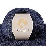 Gisimo 100% Merino Wool Yarn, 6-Ply Luxurious and Soft Yarn for Hand Knitting & Crocheting, 1.76 OZ/50g, 127 yds/116 Meters (Navy Blue, 1 Ball)