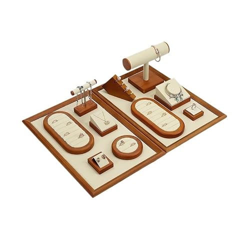 CJHFR472SG Jewelry Organizer Stands Wooden Jewelry Display Stand Necklace Earring Ring Tray Organizer for Storage & Showcase Jewelry Display Stand(Small)