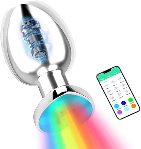 APP LED Analplug für Frauen Anfänger Nacht Attraktiver- Genießen Sie das sexuell tiefere anale Vergnügen,Metall Sexspielzeug für Männer Frauen Paar,AnalstimulationG Punkt Stimulaor,10 Modi