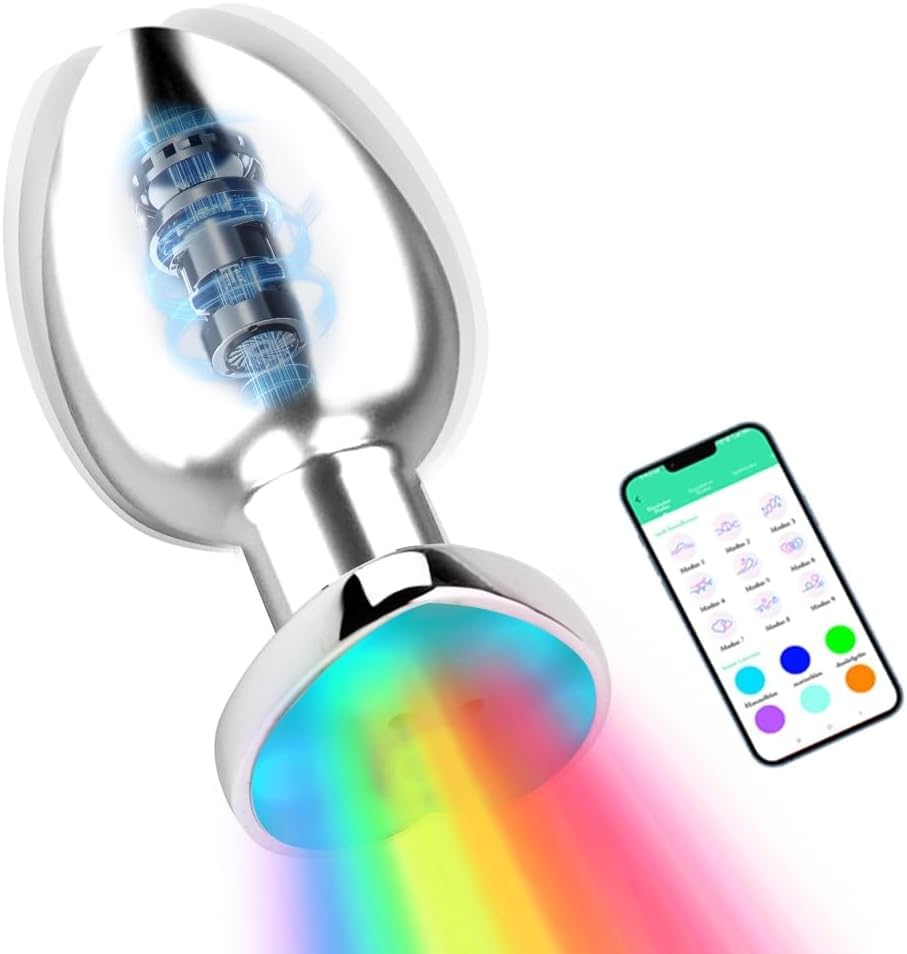 APP LED Analplug für Frauen Anfänger Nacht Attraktiver- Genießen Sie das sexuell tiefere anale Vergnügen,Metall Sexspielzeug für Männer Frauen Paar,AnalstimulationG Punkt Stimulaor,10 Modi