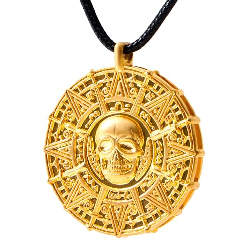 Collier crâne de pirate rétro avec pendentif pièce de monnaie pour déguisement