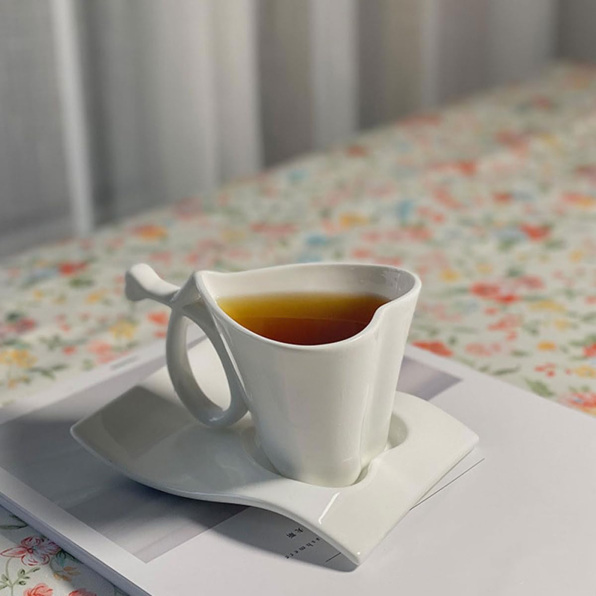 Homoyoyo Herzförmiges Kaffeetassen Satz aus Keramik, 1 Satz, Weiß