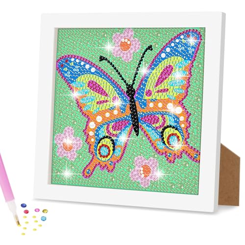Ainiv 5D Diamond Painting Kit, Mariposa Cuadros Diamantes con Marco de Madera, Dibujos con Diamantes Painting para Adolescentes y Adultos Principiantes, Pintura con Diamantes Regalos