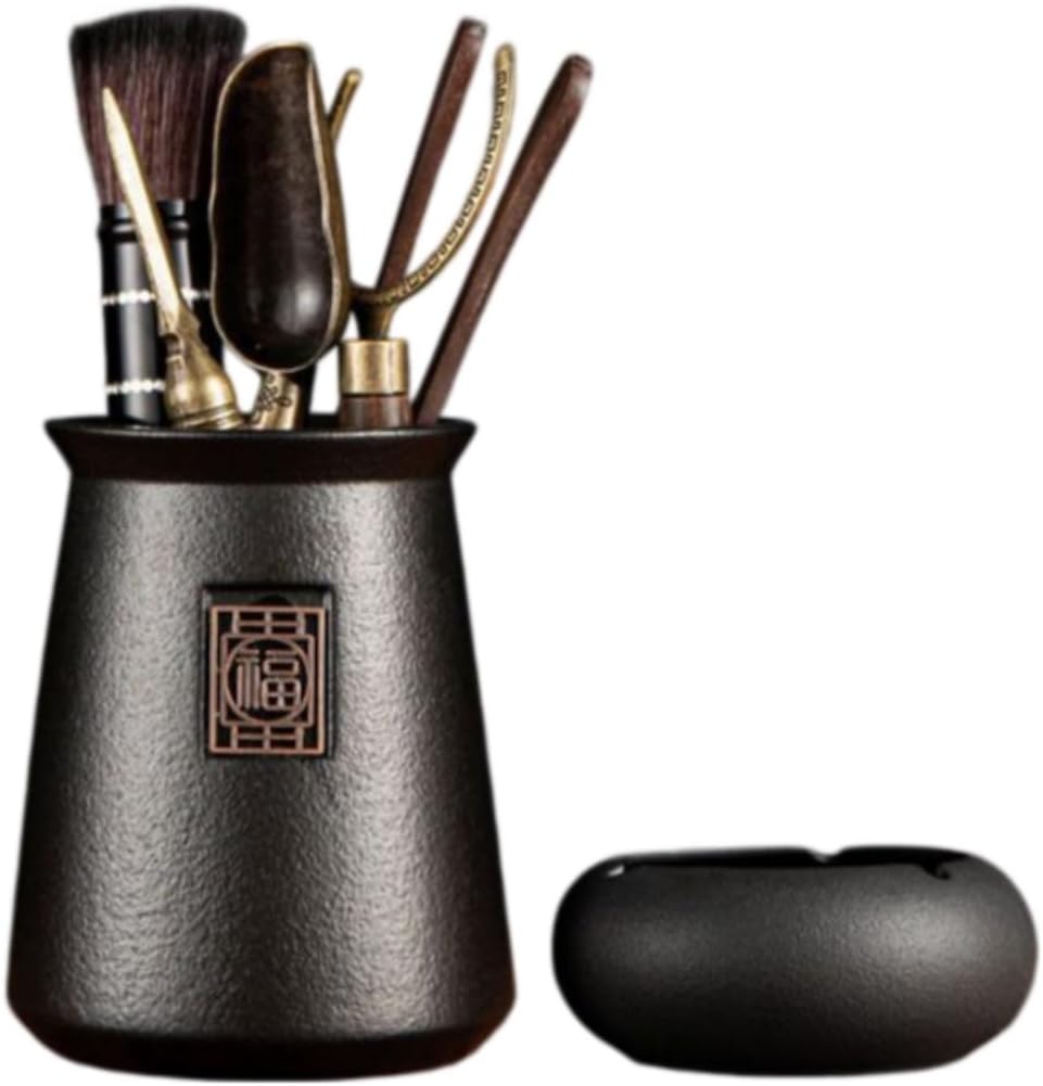 茶道六君子六件套套装功夫茶具套装茶具 Ceramic Kung Fu Tea Set,teapot,Teacups,warming Wedding Birthday Gift,Tea Tray Chinese,Dishwasher Safe 灯塔六件套+小茶刮+灰缸