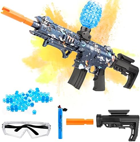 Patintics Gel Ball Blaster, Automatic Splatter Ball Blaster with 20000+ Non-Toxic, Eco-Water Friendly Beads, Blue