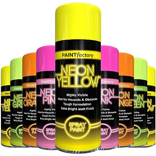 AlezyB 1 x Yellow Neon Spray Paint 400ml Fluorescent Bright Aerosol Extra Bright Graffiti (Banksey) Paint Assorted Colour