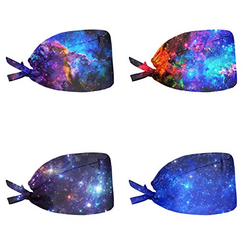 UNICEU Starry Sky Galaxy Space Print Men Women's Working Cap Hat with Sweatband,4 Pack