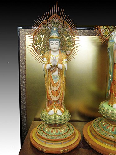 Amazon｜木彫り彫刻 仏像 阿弥陀三尊 （截金彩色） 立像 阿弥陀如来