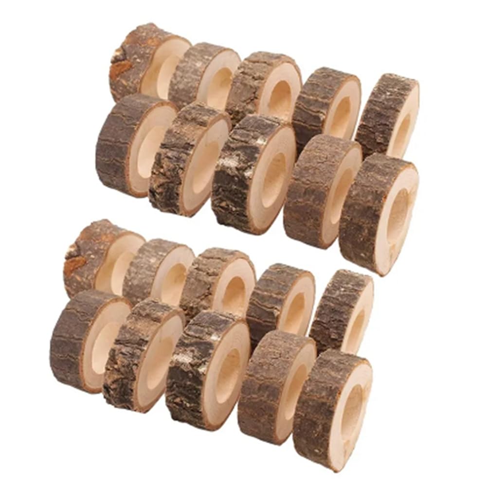 CTRLZS 1Set Wooden Napkin Ring Frame Table Decoration For Wedding Hotel Table Bark Stake Decoration