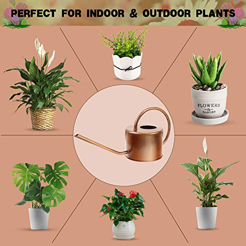Megawodar 40 oz Decorative Copper Colored Galvanized Steel Watering Can - Easy Pour Gooseneck Spout for Indoor Plant Watering - Image 3