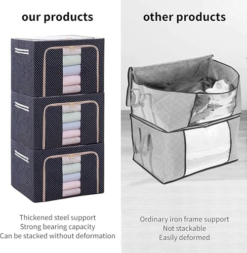 Image of Storage Box for clothes Cloth storage box wardrobe organizers (55 LTR Pack of 1, Blue Polka)