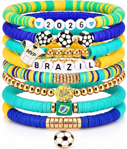Bracelets à breloques Coupe du monde 2026 pour fans de football et filles