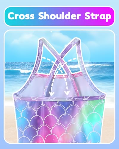 Girls Swimsuit One Piece Bathing Suit Quick Dry Beach Swimwear Cute Cross Shoulder Strap Swimming Suits 2-10 Years3
