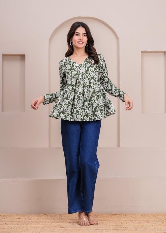 Image of SIROTA Rayon Short Top for Women | Tunic for Jeans | Western Short Kurti | Stylish Straight Ladies Kurta | Ethnic Kurta for Girls