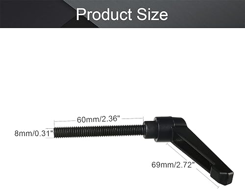 Miniatura 55 de Othmro 2 piezas de palanca de sujeción con rosca M8 Palanca de trinquete, aleación de aluminio ajustable con botón de bloqueo con perno roscado 2