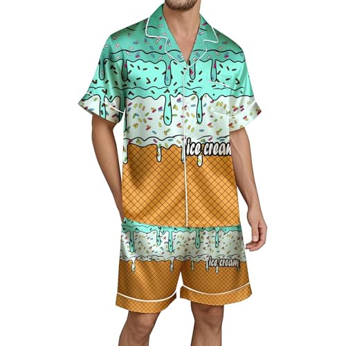 Genérico Pijama Masculino de Algodón Conjunto Dos Piezas Estampado Divertido para Loungewear Cómodo Transpirable (Mint Green, XXL)