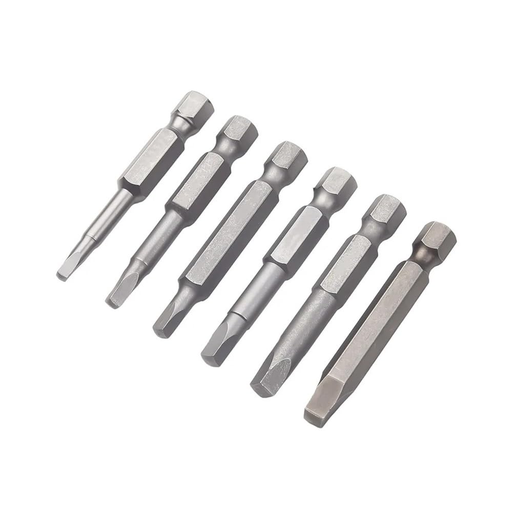 Ruxyoie 6Pcs Square Screwdriver Bit Set 1/4'' Hex Shank 50Mm Magnetic