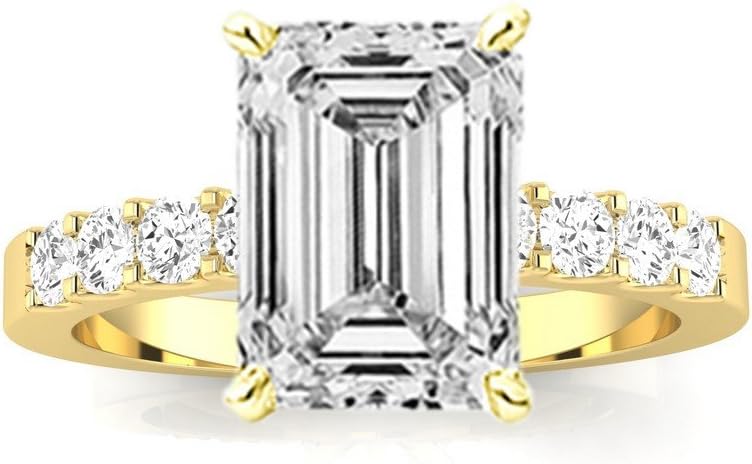 1.2 Carat Classic Prong Set Emerald Cut Diamond Engagement Ring (J Color VS1 Clarity Center Stones)