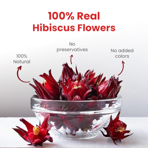 Image of BLUE TEA - Hibiscus Tea - 1.76 Oz - Pack of 2 (100 Cups) Loose | SKIN GLOW ENHANCING TEA | Herbal Tea - Flower Based - Non-Bitter - Caffeine Free - Tangy Flavour - Vegan | Reusable Pet Jar