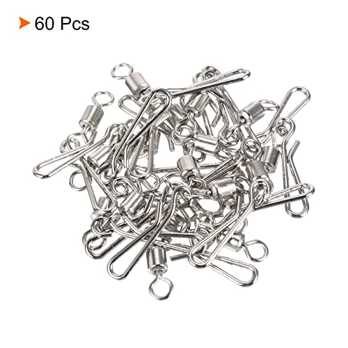 PATIKIL Fishing Rolling Swivel with Hanging Snap, 60 Pack 40lb Stainless Steel Fishing Terminal Tackle, Silver - Image 3