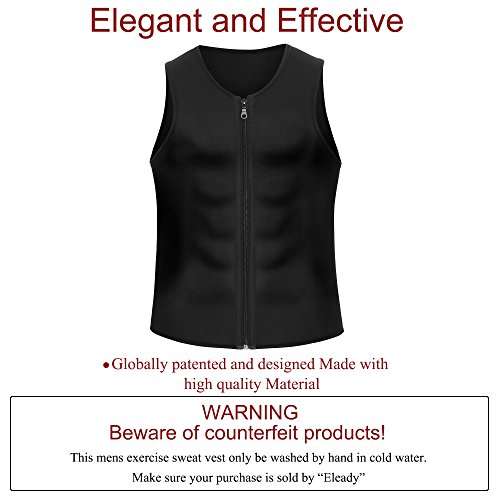 Eleady Men's Sauna Sweat Vest Weight Loss Waist Trainer (Black Sauna Tank Top Men, L)