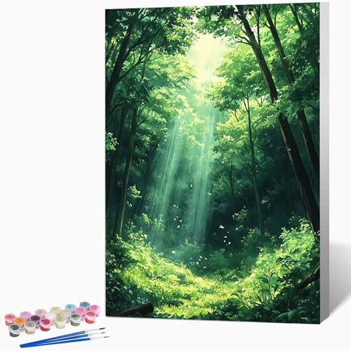 酸素バー ペイントバイナンバーキット木 数字油絵 塗, DIY手描き油絵セット(ブラシ3本とアクリル絵の具を含む)、キャンバスセット、家の壁の装飾ギフト,誕生日プレゼント女性 100*135CM フレームなし -WX251037N