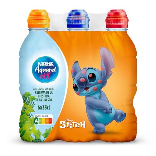 Aquarel Agua Mineral Natural con Tapón infantil, 6 x 33cl