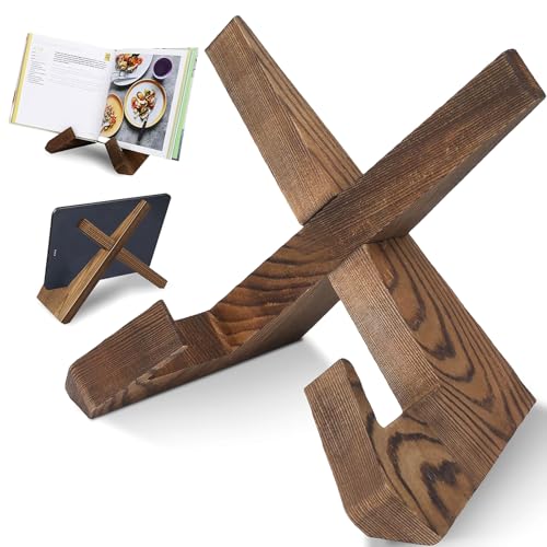 Porta Libri di Cucina,Supporto per Libri in Legno Porta Ricettario da Cucina Supporto per Libri Pieghevole Poggia Libro Ricette Legno Stand di Ricette per Leggere,Riviste,Leggio